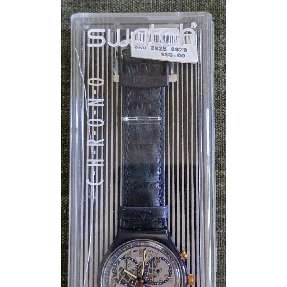 Swatch Chrono Grand Prix SCB109 Vintage Blue Leather Swiss Quartz Watch NEW